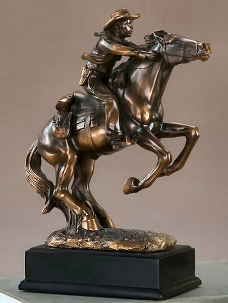 Cowboy Riding Horse Western Statue Artwork Classical Sculpture